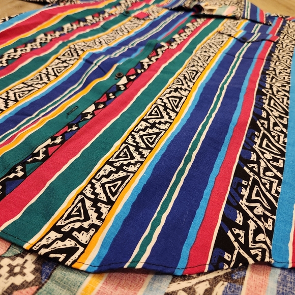 Vintage Ruddock Bros Western Shirt Brush Popper Cowboy Aztec Mens Size Large USA - Picture 3 of 10